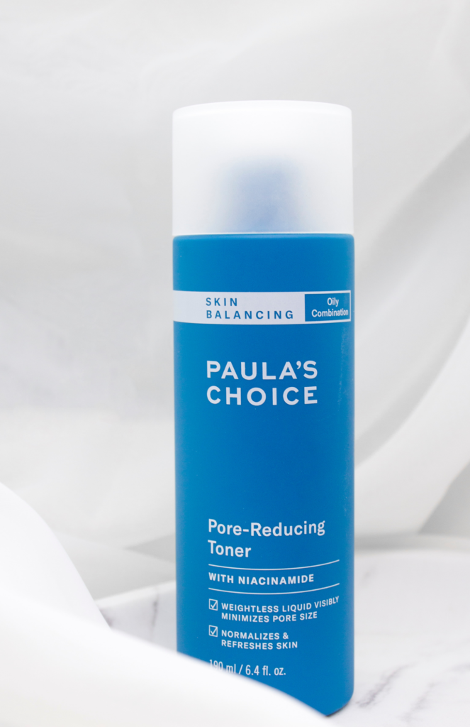 Paula's Choice Pore-Reducing Toner showcased in its elegant packaging.