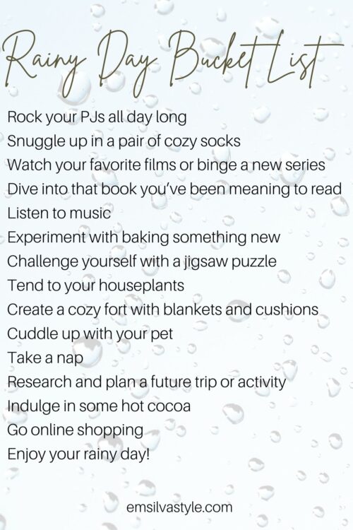 Rainy Day Bucket List