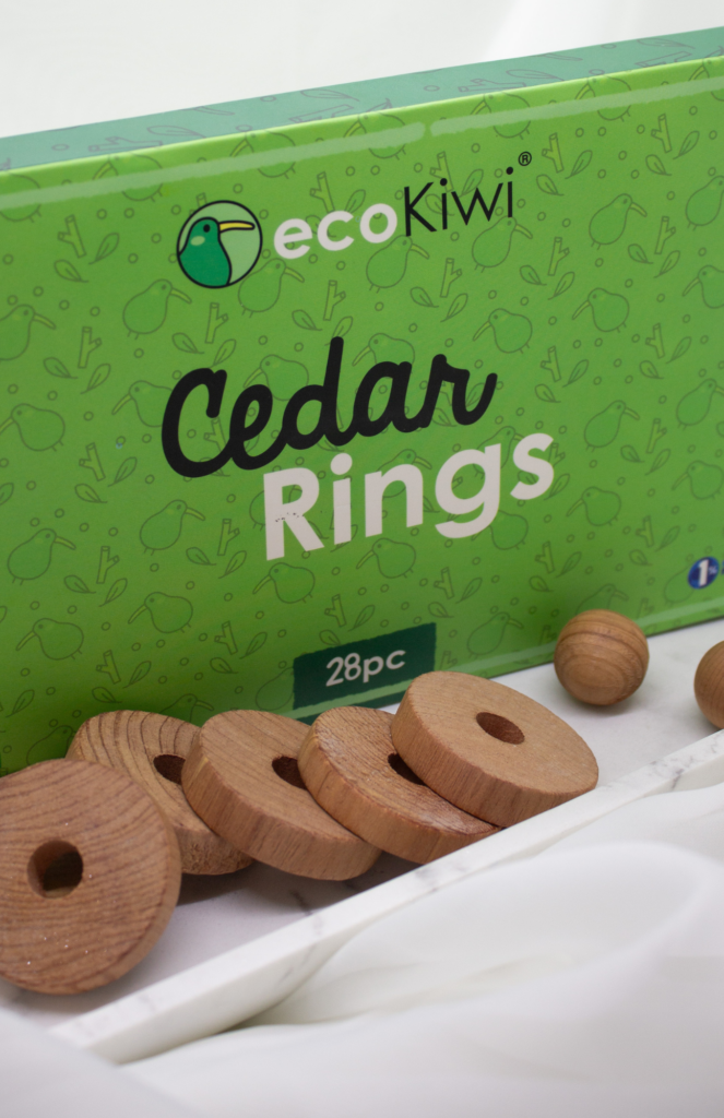 Cedar balls and rings used in closets to repel pests and freshen garments.